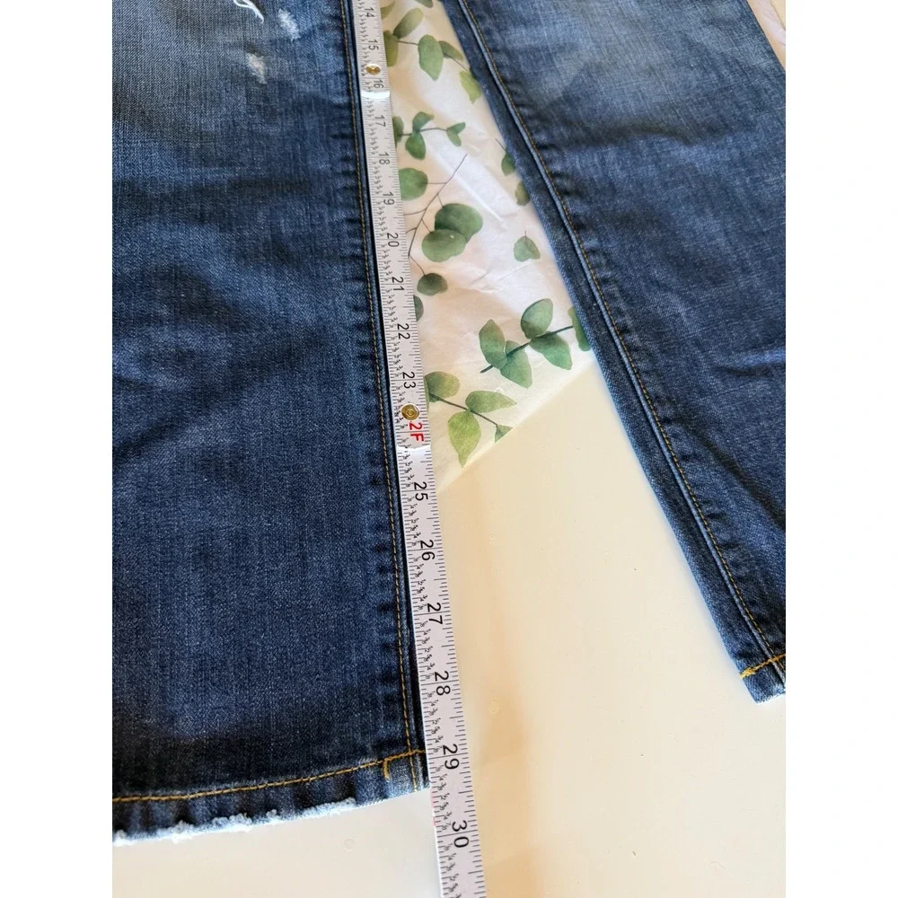 Ann Taylor Loft Boyfriend Jeans Distressed Ripped Blue Denim Button Fly Size 6 - Picture 8 of 12